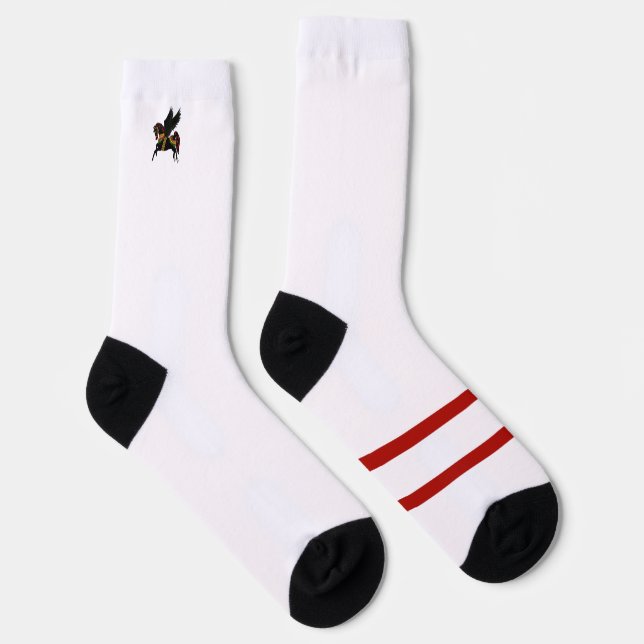 Elegant Black Pegasus Classic Carousel Horse Crew  Socks (Right)