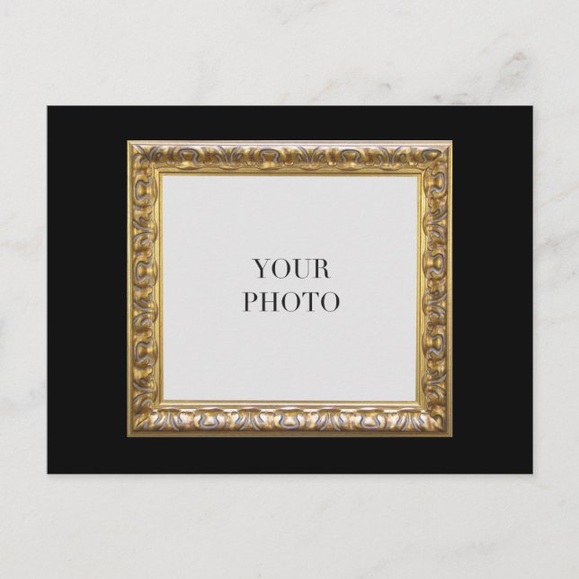 Elegant Black Personal Photo Frame and Text Postcard (Front)
