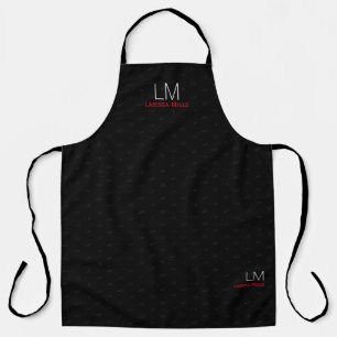 elegant black personalised monogram apron
