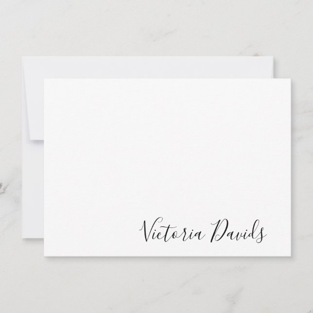 Elegant Black Personalised Signature Script Card (Front)