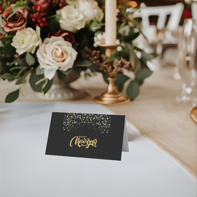 Elegant Black Personalized Folded Place Card (Creator Uploaded)