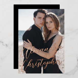 Elegant Black Photo Calligraphy Save the Date