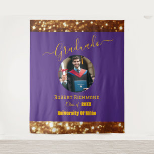 Elegant Black Photo Graduated Signature Tapestry