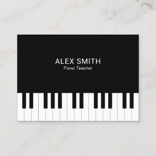 Elegant Black Piano Teacher Business Card