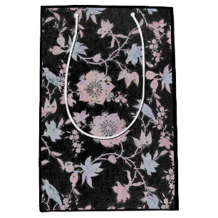 Elegant black, pink and blue, watercolours medium gift bag