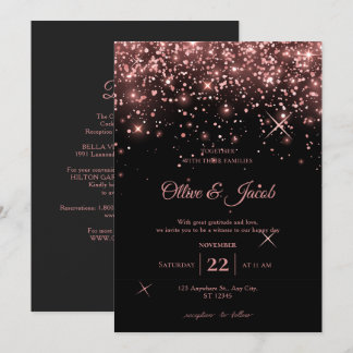 Elegant Black Pink Calligraphy Wedding Invitation