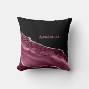 Elegant Black Pink Magenta Glitter Cushion