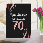Elegant Black Pink Watercolor 70th Happy Birthday  Card<br><div class="desc">Elegant Black Pink Watercolor 70th Happy Birthday Card. Personalise it with your name,  age and text inside.</div>
