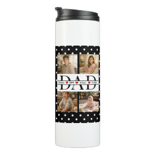 Elegant Black Polka Dot 4-Photo Custom Dad Gift  Thermal Tumbler