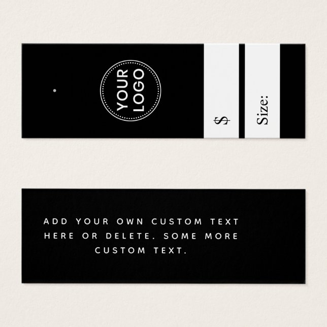 Elegant black price hang tag (Front & Back)
