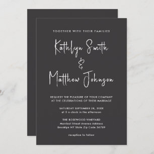 Elegant Black QR Code All In One Modern Wedding Invitation