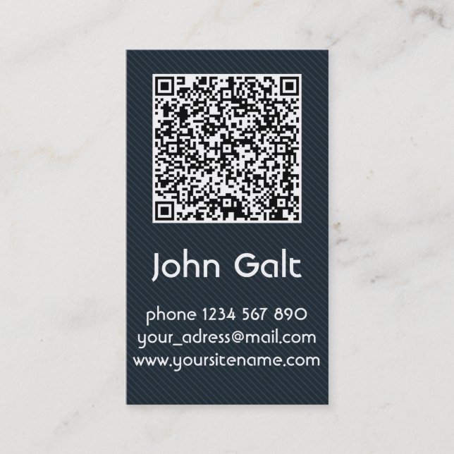 Elegant Black QR Code Business Card Template (Front)