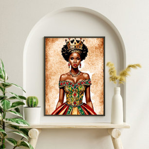Elegant Black Queen Wall Art – Empowering Royalty 