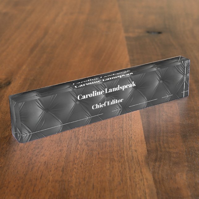 Elegant Black Quilted Pattern  Nameplate (Side)