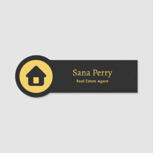 Elegant Black Real Estate Agent Name Tag