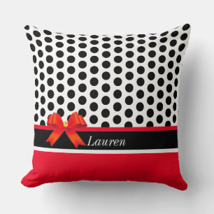 Elegant Black Red and White Cushion