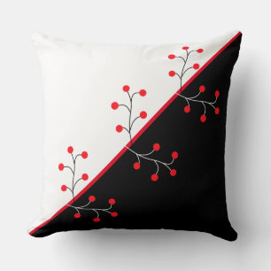 Elegant Black Red and White & Wild Berries Cushion