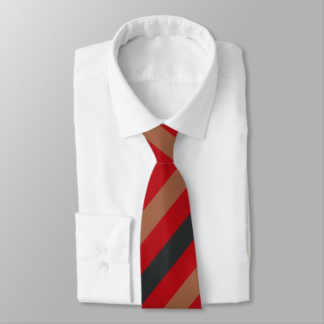 Elegant Black &Red Beige Stripes Groom Gift  Tie (Tied)
