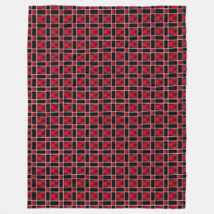 Elegant black & red chequered pattern  fleece blanket