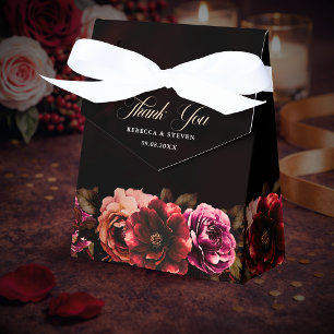 Elegant black red floral cute romantic wedding favour box