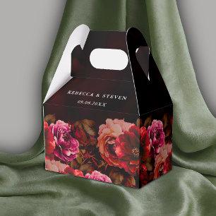 Elegant black red floral wedding romantic  favour box