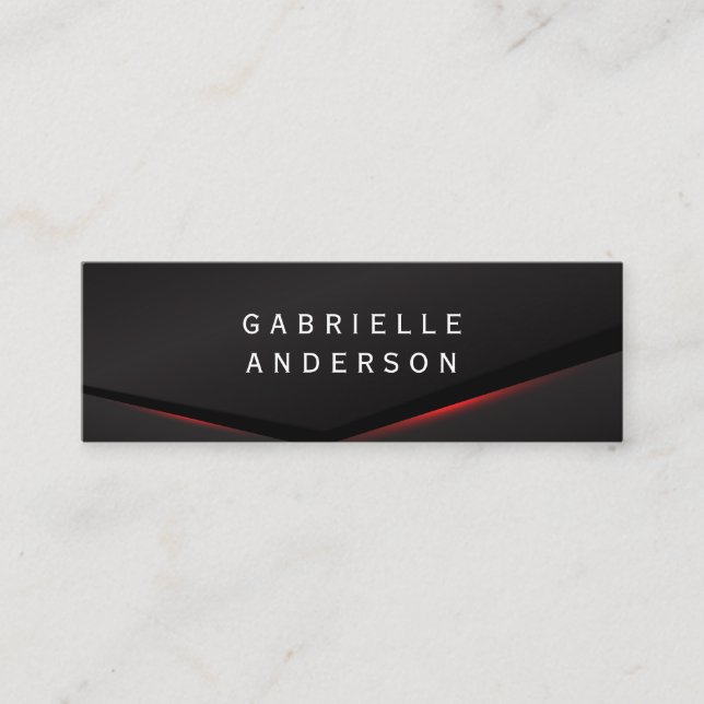 Elegant Black Red Glow Abstract Background Mini Business Card (Front)