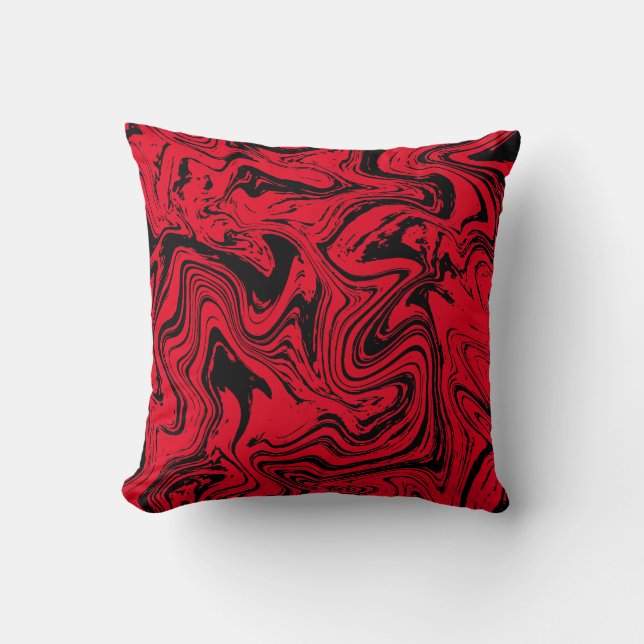 Elegant Black Red Marble  Cushion (Front)