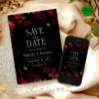 Elegant Black Red Roses Floral Save The Date