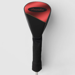 Elegant Black Red Stylish Wave Design Personalise Golf Head Cover