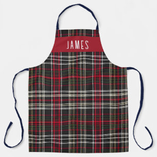 Elegant Black Red Tartan Plaid Personalised  Apron