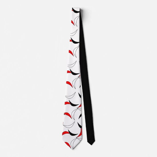 Elegant Black, Red & White Abstract Pattern Men's Tie (Front)