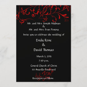Elegant Black, Red, White Invitation