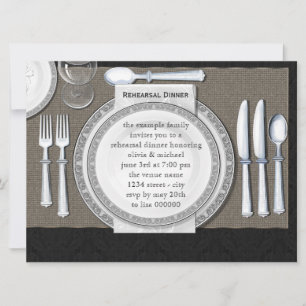 Elegant Black Rehearsal Dinner Invitations