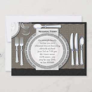 Elegant Black Rehearsal Dinner Invitations