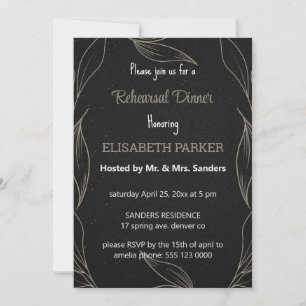 Elegant Black Rehearsal Dinner Invitations