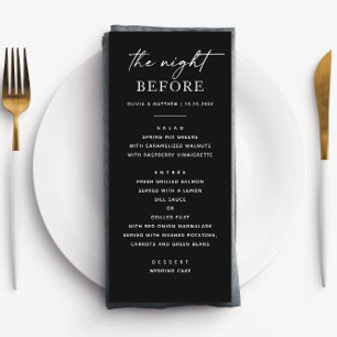 Elegant Black Rehearsal Dinner   Modern Minimalist Menu