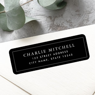 Elegant black return address label