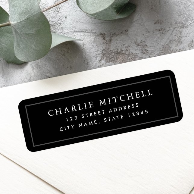 Elegant black return address label (Elegant black return address label)