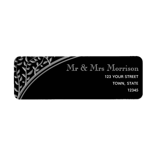 Elegant Black Return Address Label (Front)