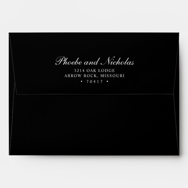 Elegant Black Return Address Wedding Envelope (Back (Top Flap))
