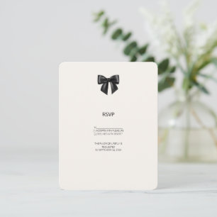 Elegant Black Ribbon Bow Wedding RSVP Card