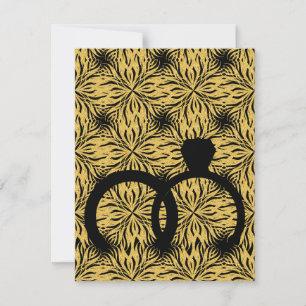elegant black ring gold star flower invitation