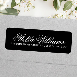 Elegant black romantic calligraphy script return address label