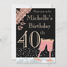 Elegant Black & Rose Gold 40th Birthday Party