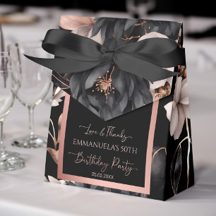 Elegant black rose gold birthday favors template favour box
