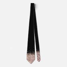Elegant Black Rose Gold Faux Glitter  Neck Tie