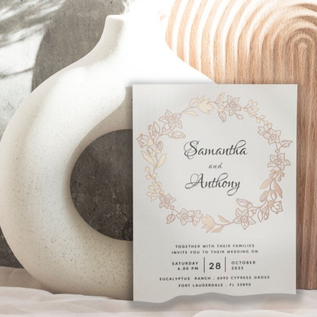 Elegant Black Rose Gold Floral Wreath Wedding (Creator Uploaded)