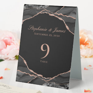Elegant Black Rose Gold Foil Agate Wedding