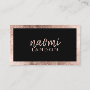 Elegant black rose gold modern square minimalist business card