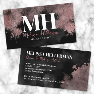 Elegant Black Rose Gold Monogram Business Card